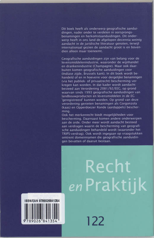 Achterkant van Juridische aspecten van geografische aanduidingen