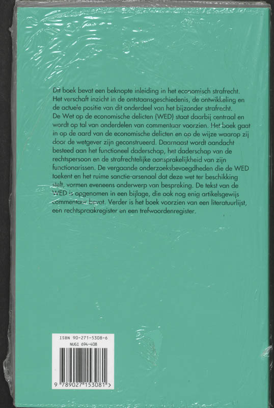 Achterkant van Schets van het economisch strafrecht
