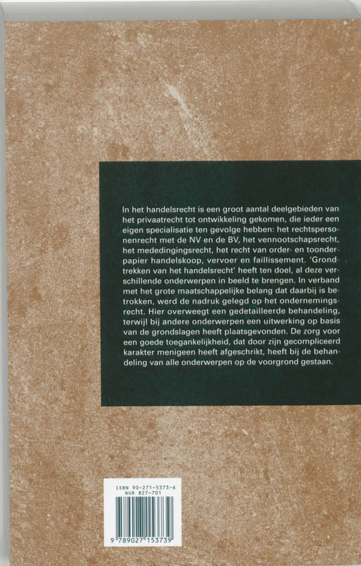 Achterkant van Grondtrekken van het handelsrecht