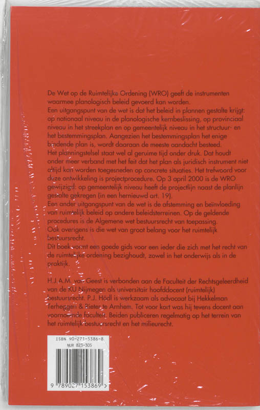 Achterkant van Wet op de Ruimtelijke Ordening