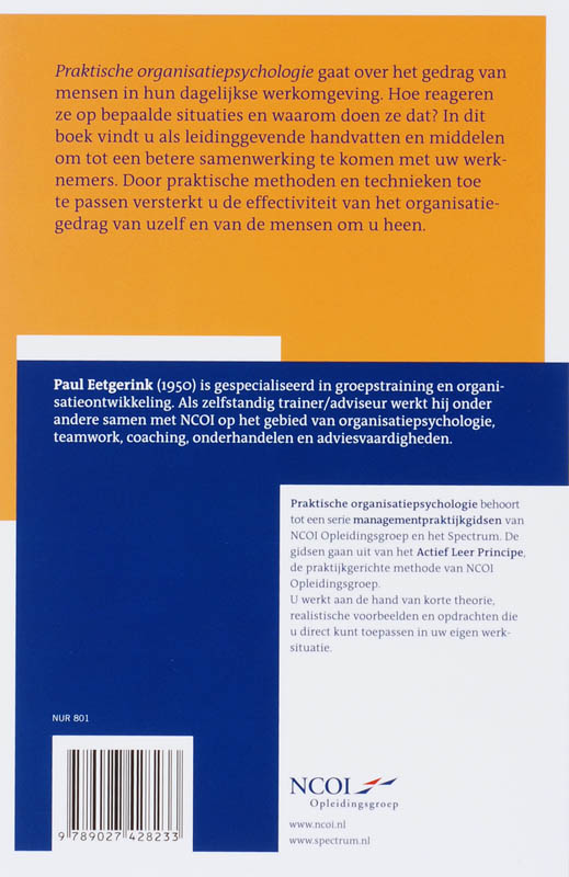 Achterkant van Praktische organisatiepsychologie