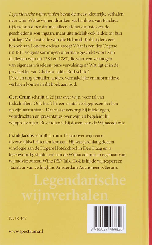 Achterkant van Legendarische wijnverhalen