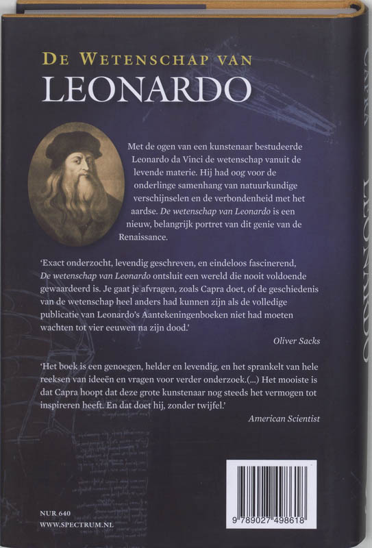 Achterkant van Wetenschap van Leonardo da Vinci