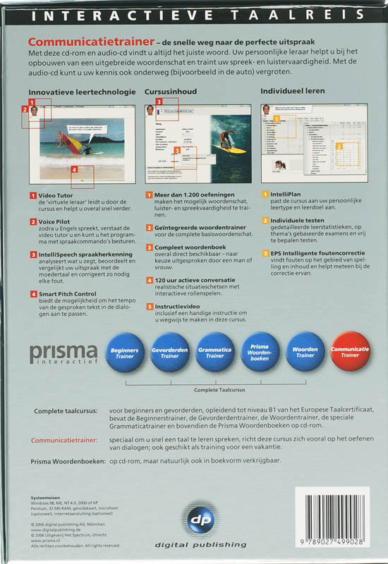 Achterkant van Engels communicatietrainer
