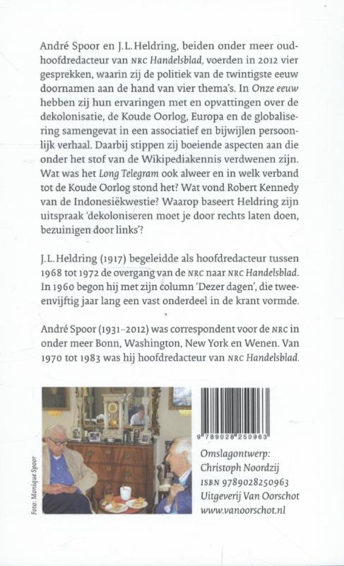 Achterkant van Onze eeuw