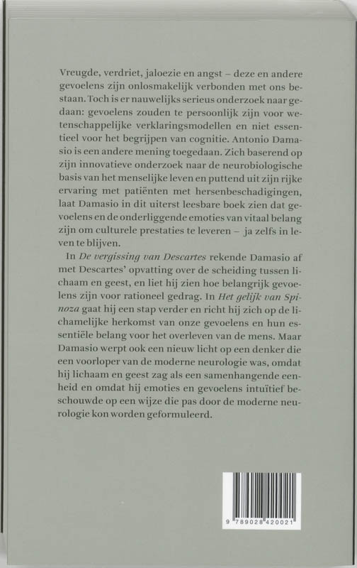 Achterkant van Het gelijk van Spinoza
