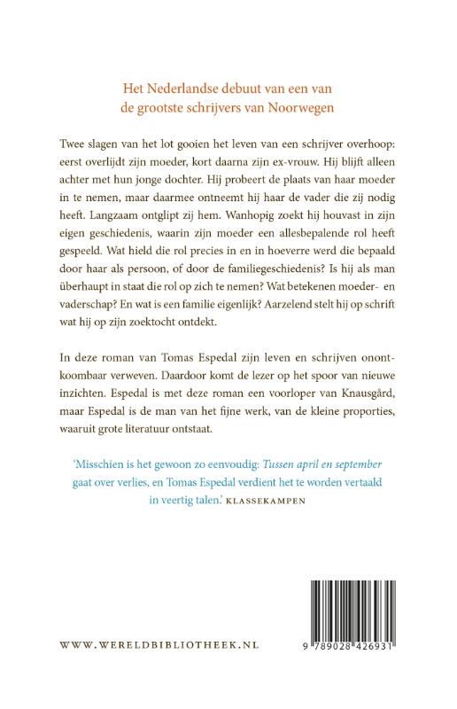 Achterkant van Tussen april en september