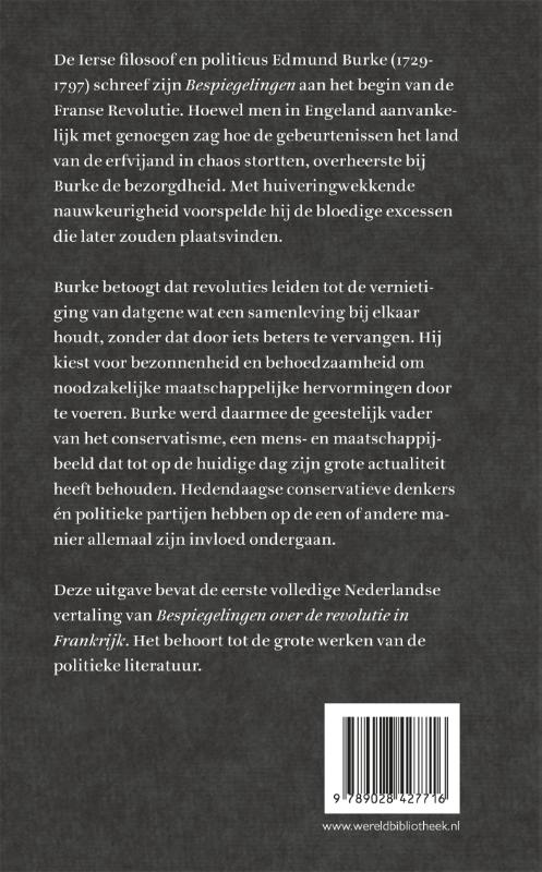 Achterkant van Bespiegelingen over de revolutie in Frankrijk