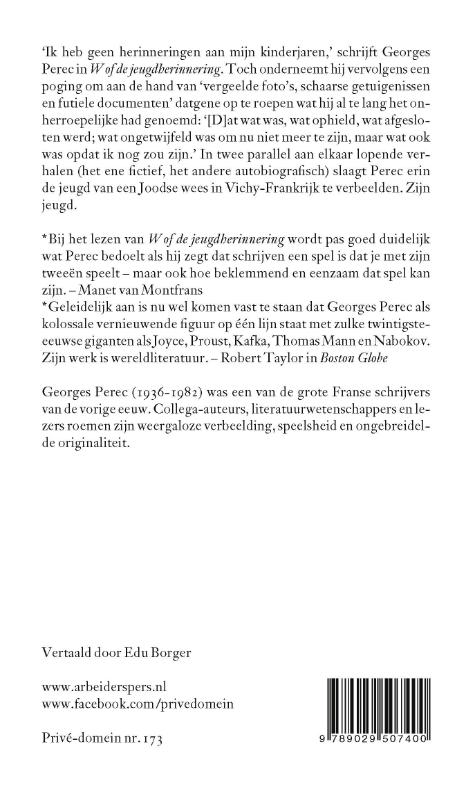 Achterkant van W of de jeugdherinnering