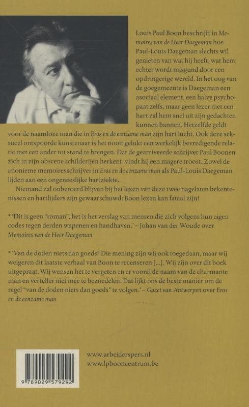 Achterkant van Memoires van de Heer Daegeman ; Eros en de eenzame man