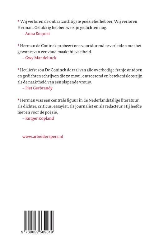 Achterkant van De gedichten