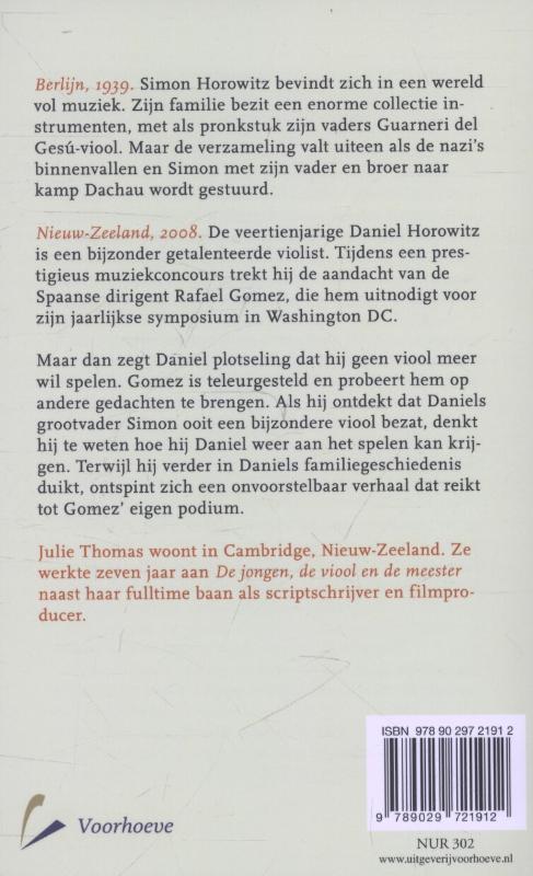 Achterkant van De jongen, de viool en de meester