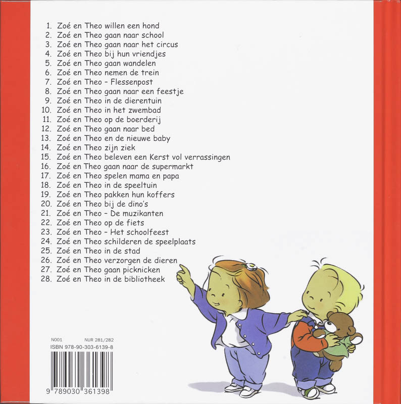 Achterkant van Zoe en Theo in de bibliotheek
