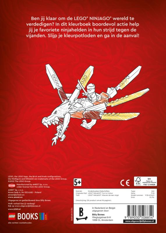 Achterkant van LEGO Ninjago kleurboek - Kleuren als een ninja