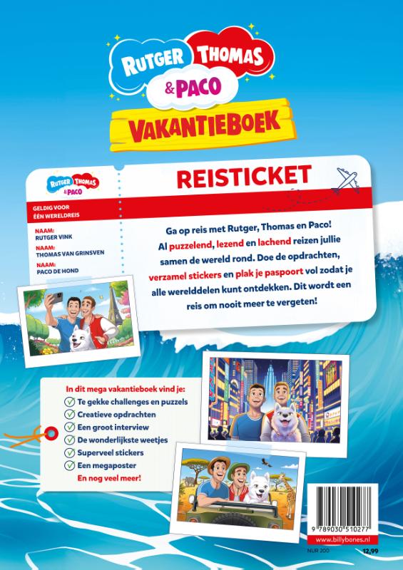 Achterkant van Het Vakantieboek van Rutger, Thomas & Paco