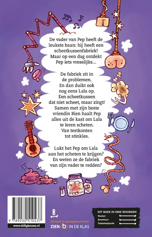 Achterkant van Pep en het zingende scheetkussen