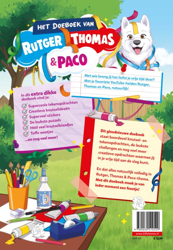 Achterkant van Het Doeboek van Rutger, Thomas & Paco