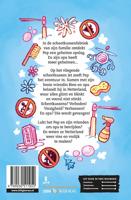 Achterkant van Pep en het vliegende scheetkussen