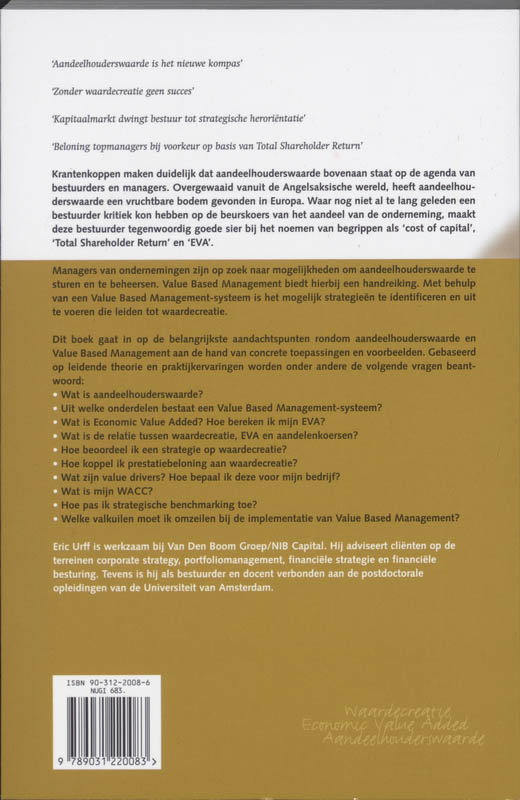 Achterkant van Value based management
