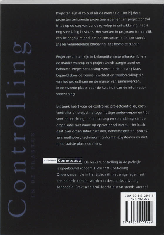 Achterkant van Project- en costcontol