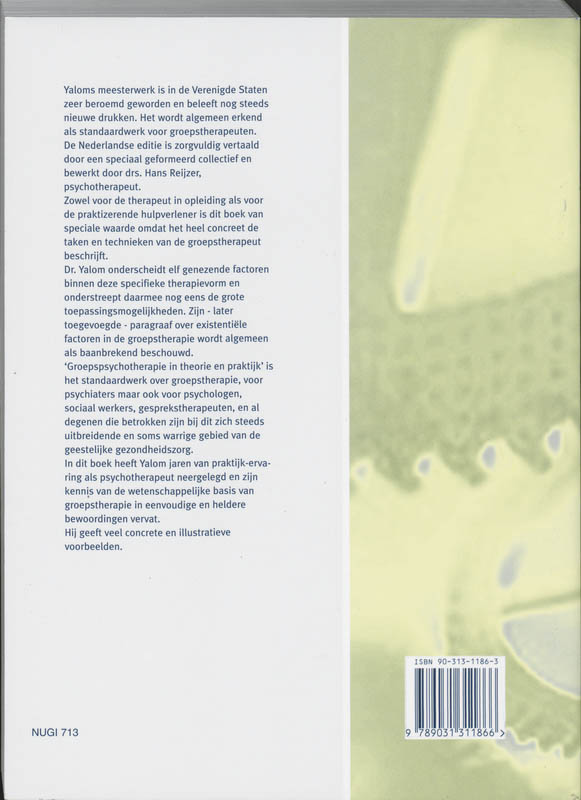 Achterkant van Groepspsychotherapie in theorie en praktijk