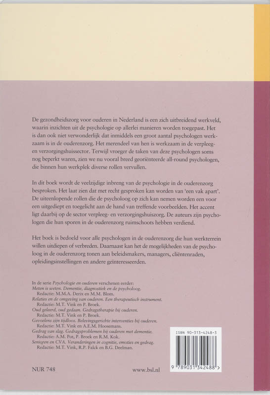 Achterkant van Psychologie in de ouderenzorg