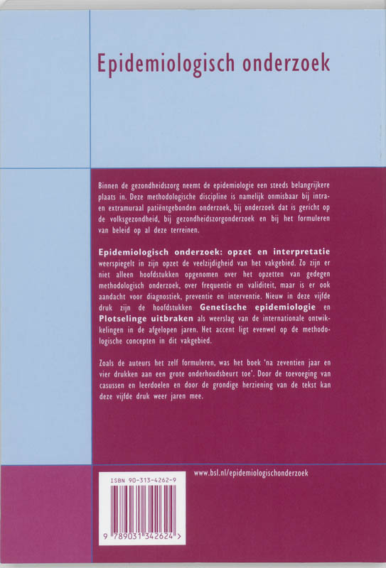 Achterkant van Epidemiologisch onderzoek