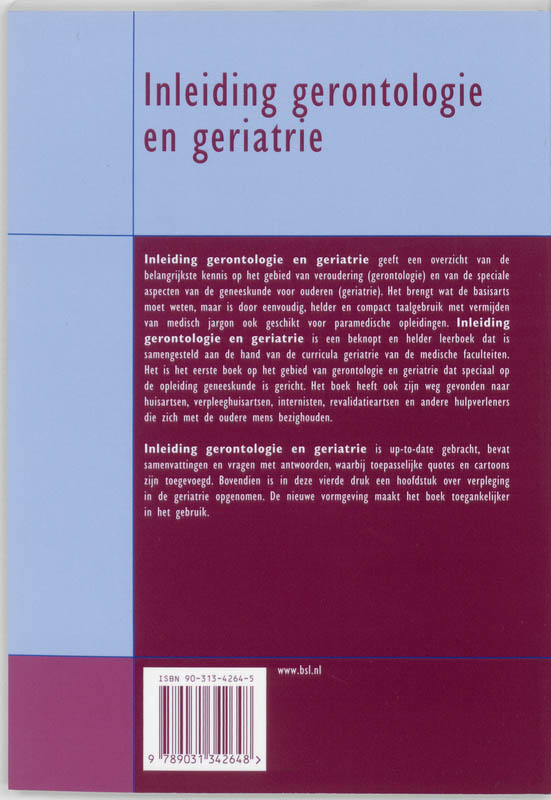 Achterkant van Inleiding gerontologie en geriatrie