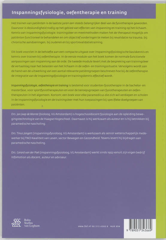 Achterkant van Inspanningsfysiologie oefentherapie en training