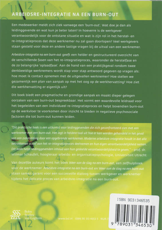 Achterkant van Arbeids re-integratie na een burn-out