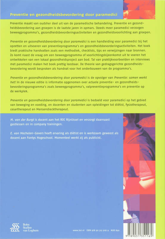 Achterkant van Preventie en gezondheidsbevordering door paramedici