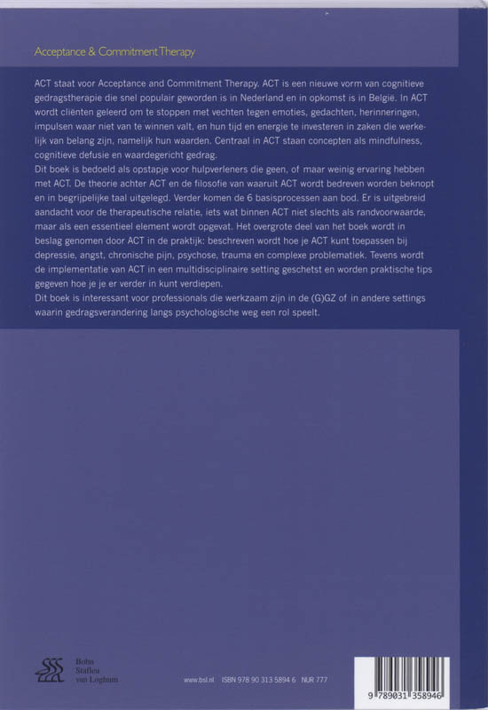 Achterkant van Acceptance & commitment therapy