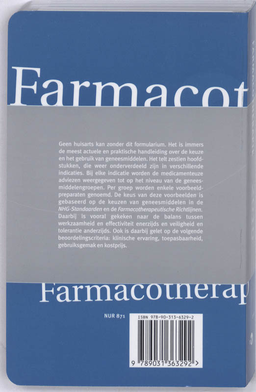 Achterkant van Farmacotherapie voor de huisarts