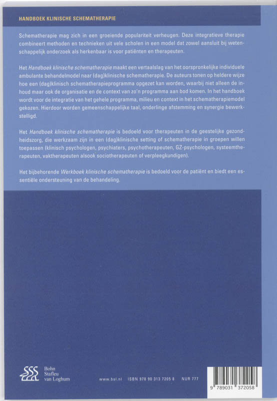 Achterkant van Handboek klinische schematherapie