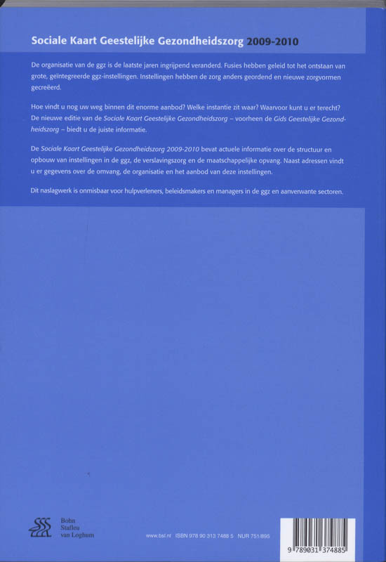Achterkant van Sociale kaart Geestelijk Gezondheidszorg 2009-2010