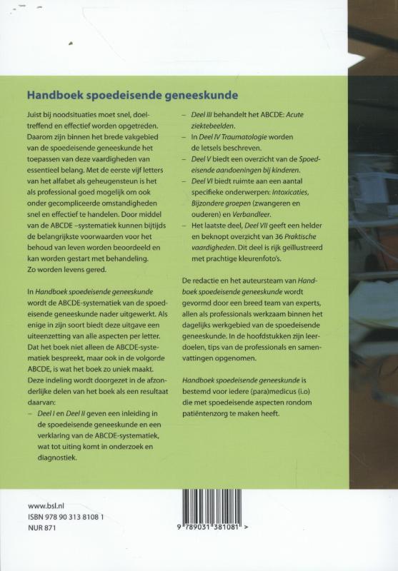 Achterkant van Handboek spoedeisende geneeskunde