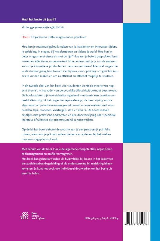 Achterkant van Organiseren, zelfmanagement en profileren