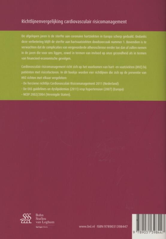 Achterkant van Richtlijnenvergelijking cardiovasculair risicomanagement