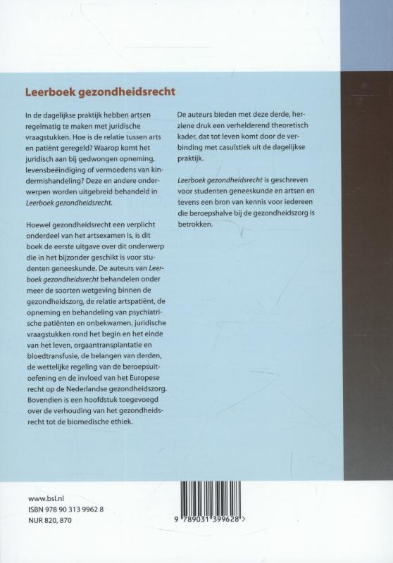 Achterkant van Leerboek gezondheidsrecht