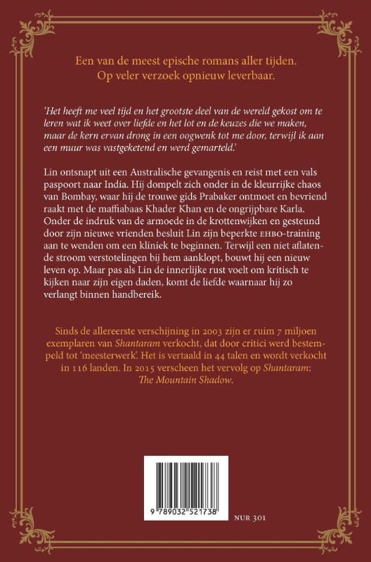 Achterkant van Shantaram