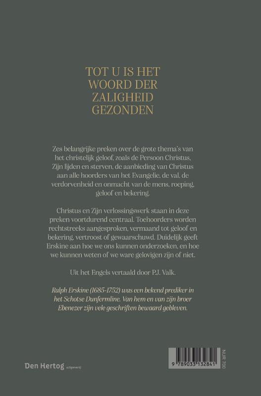 Achterkant van Tot u is het Woord der zaligheid gezonden