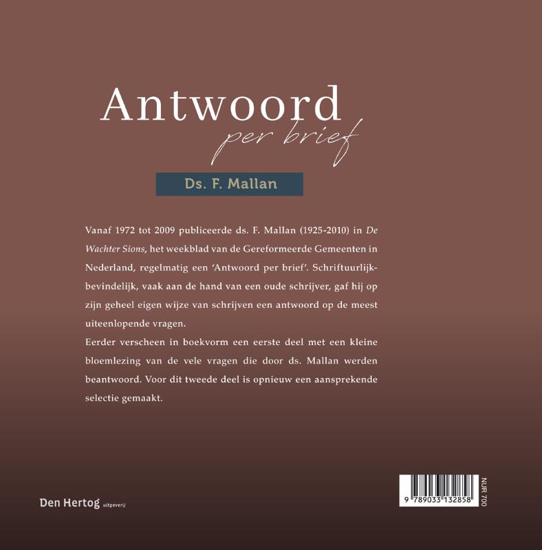 Achterkant van Antwoord per brief