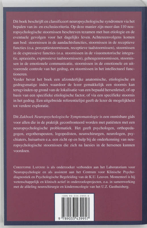 Achterkant van Zakboek neuropsychologische symptomatologie