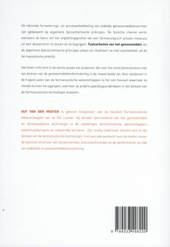 Achterkant van Fysicochemie van het geneesmiddel