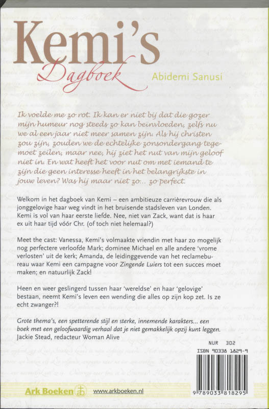 Achterkant van Kemi's dagboek