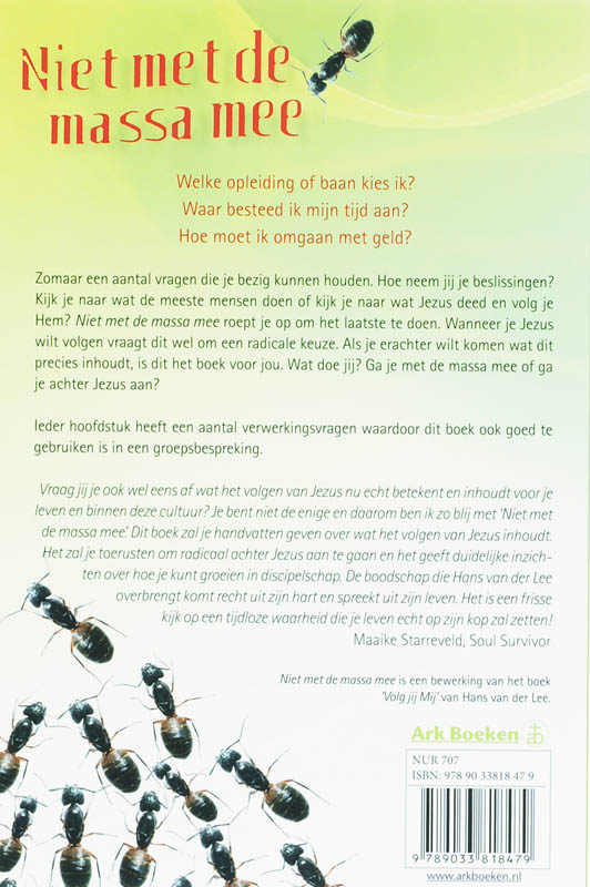 Achterkant van Niet met de massa mee