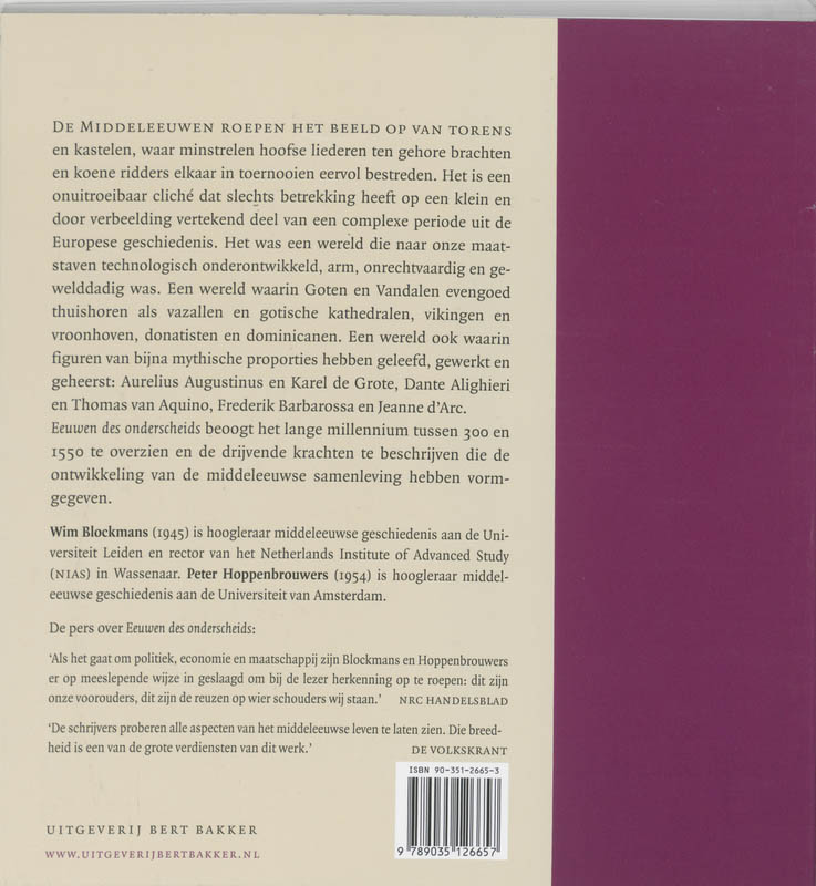 Achterkant van Eeuwen des onderscheids