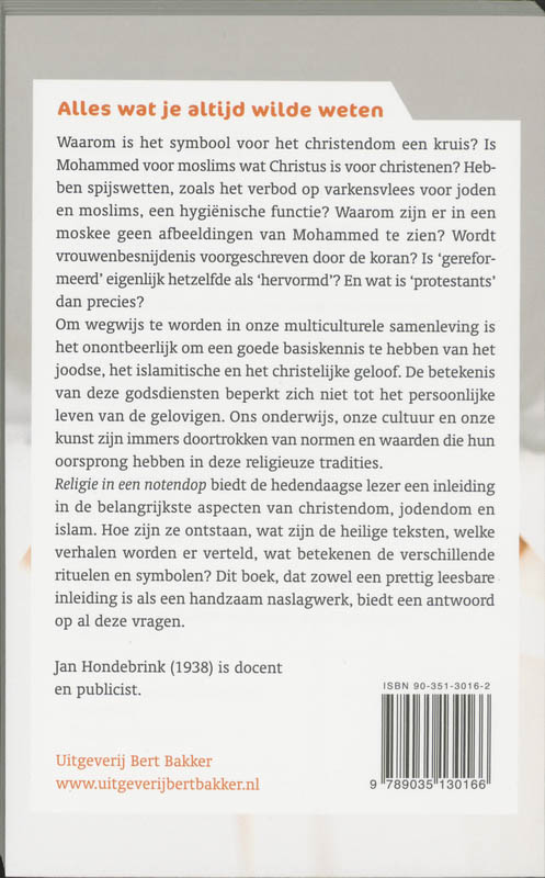 Achterkant van Religie in en notendop