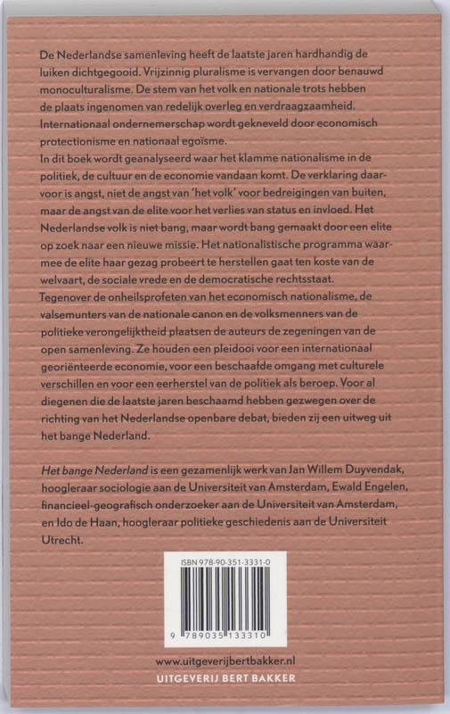 Achterkant van Het bange Nederland