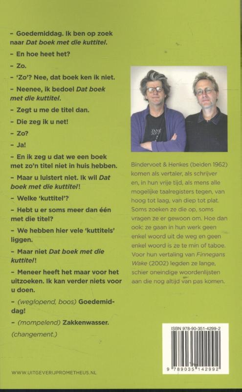 Achterkant van Dat boek met die kuttitel